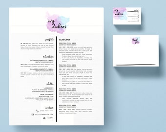 Creative Resume Template Package | CV Template + Cover Letter + Business Card + Thank You Note for MS Word | Instant Digital Download | Ivy