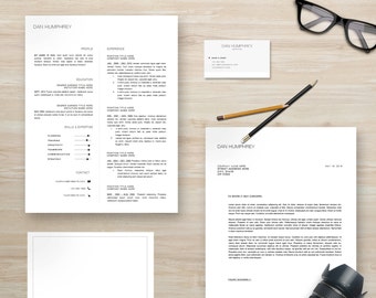 Classic Resume Template Package | CV Template + Cover Letter + Business Card + Thank You Note for MS Word | Instant Digital Download | Dan