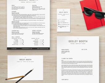 Classic Resume Template Package | CV Template + Cover Letter + Business Card + Thank You Note MS Word | Instant Digital Download | Seeley