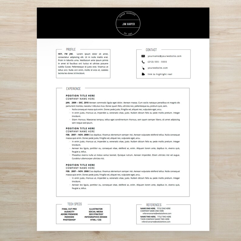 Classic Resume Template Package | CV Template + Cover Letter + Business ...