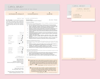 Modern Resume Template Package | CV Template + Cover Letter + Business Card + Thank You Note for MS Word | Instant Digital Download | Carol