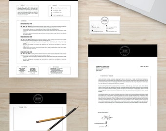 Classic Resume Template Package | CV Template + Cover Letter + Business Card + Thank You Note for MS Word | Instant Digital Download | Jim