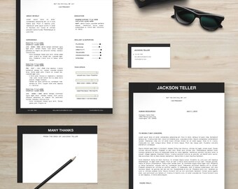 Classic Resume Template Package | CV Template + Cover Letter + Business Card + Thank You Note MS Word | Instant Digital Download | Jackson