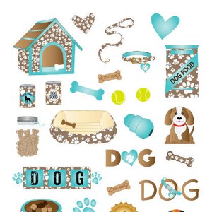 Autocollants pour chiens, ensemble de 26, empreinte de patte, chiot, os, coeur, amour, journal, calendrier, rappel