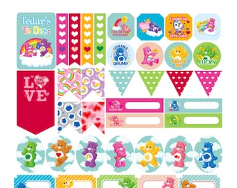 Care Bear Planner Stickers 50 piece set , Journals , Calendar , reminder , Rainbow , Flags , Labels , Kids , Teens , Adults