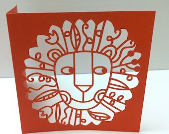 Handmade Papercut Lion King Greetings Card