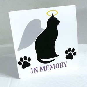 Carte mémoire de chat, vierge à l’intérieur, Rainbow Bridge, Halo, chaton, animal de compagnie, bébé en fourrure, amour, ailes, empreintes de pattes