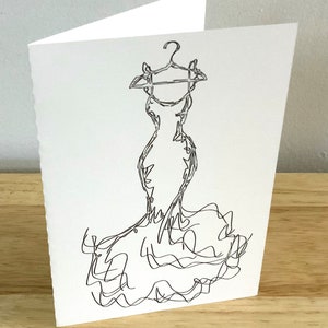 Carte pour robe de mariée , Vierge à l'intérieur , Imprimé , Croquis , Courbes , Magnifique , Félicitations , Merci
