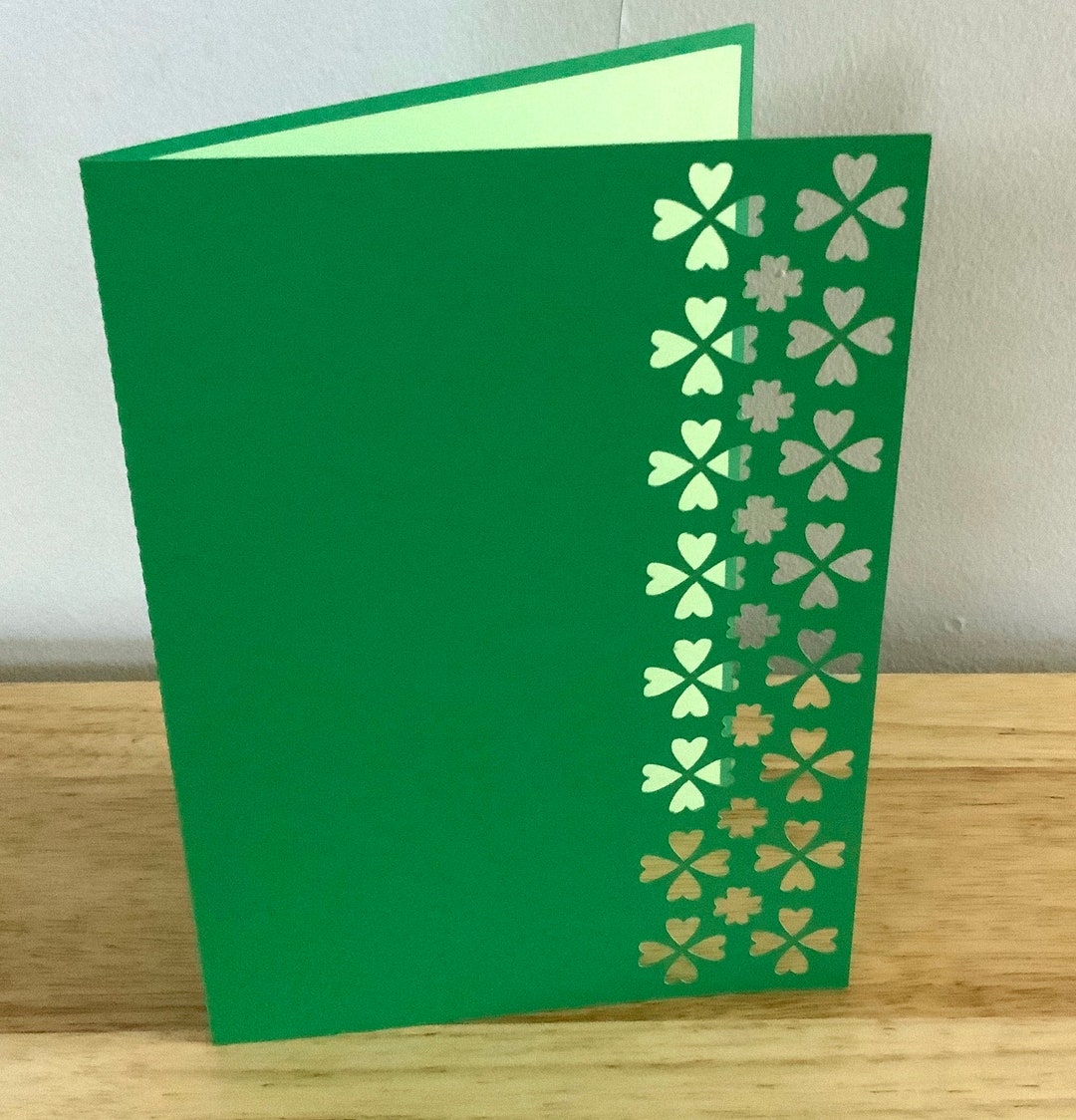 Good Luck Card , Blank Inside , St Patricks , Clovers , Mint , Green ...
