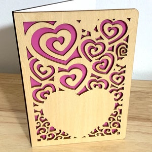 Carte en bois Mon coeur, Saint-Valentin, Amour, Rose, Partenaire, Petit ami, Petite amie, Femme, Mari, Vrai, Belle