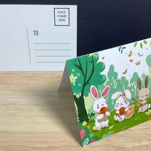 Carte postale mignonne de vie sauvage Cartes de voeux, lapin, lapin, renard, ratons-laveurs, chats, automne, printemps, cadeau, bonjour