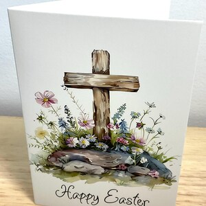 Carte Croix Joyeuses Pâques , Fleurs , Pierres , Religieux , Sauvage , Souvenez-vous , Vacances
