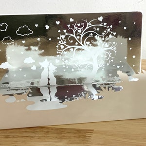 Carte True Love Cat , Cœurs , Saint-Valentin , Couple , Arbres , Nuages , Lac , Miroir , TLC , Prendre soin de lui , Kitty