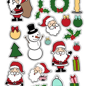 Autocollants Hello Santa, 20 pièces, couronne, neige, bonhomme de neige, houx, bougie, arbre, vacances, Noël, enfants