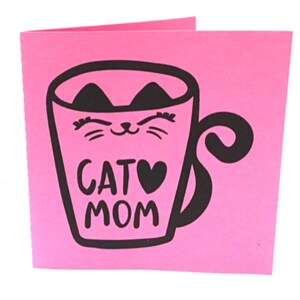 Carte vierge de maman de chat, rose, chaton, animal de compagnie, coeur, amour, bébé de fourrure