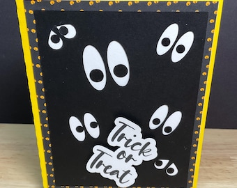 Floating Eyes , Halloween Card , Trick or Treat , Creepy , Spooky , Watching , Dark , Gift , Candy , Fun