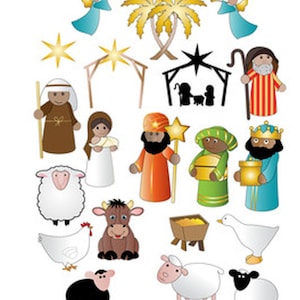 Stickers Nativité , Sages , Moutons , Famille , Scrapbooking , Loisirs créatifs , anges , Cadeau , Vacances