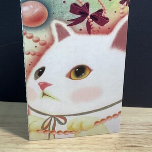 Carte chat , Fleurs , Imprimé , Blanc , Fourrure de bébé , Meow , Doux , Mignonne , Famille , Ami , Ronronnement