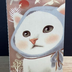 Carte chat , Fleurs , Imprimé , Blanc , Fourrure de bébé , Meow , Doux , Mignonne , Famille , Ami , Ronronnement