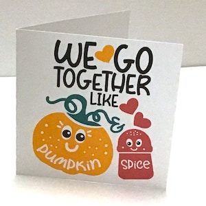 Pumpkin Spice Card , Blank inside , Couples , Hearts , Fall , Thanksgiving , Autumn , Kawaii , Mignon , Fun , Imprimé