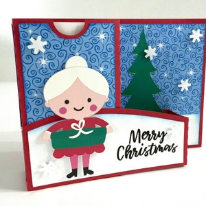 Mrs.Clause Pocket Card , Joyeux Noël , Neige , Paillettes , Étincelle , Arbre , Vacances , Famille , Amis , Père Noël
