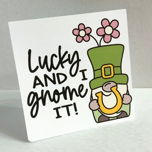 Carte porte-bonheur, St Pattys, trèfle, fer à cheval, fleur, printemps, pot d'or, échange de cadeaux, famille, amis, vert, irlandais