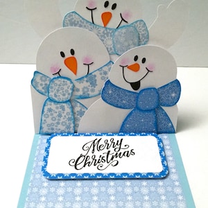 Carte trio de bonhommes de neige, Joyeux Noël, Neige, Flocons de neige, Joyeux, Hiver, Enthousiaste, Joie, Éclat, Paillettes