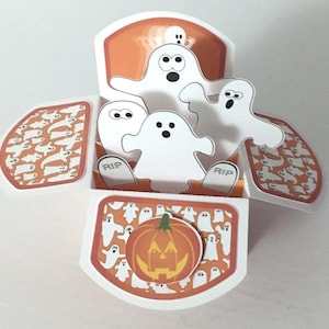 Carte fantôme d'Halloween , Pop Up , 3D , Citrouilles , Enfants , Famille , Ami , Mignonne , Orange
