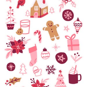 Stickers poinsettia de Noël , Agenda , vacances , festif , rose , rouges , agendas , cadeau , bas , plante