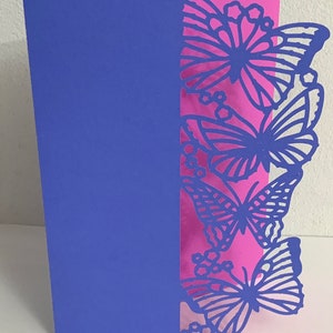 Butterfly Laced Edge Card , Blank inside , Spring , Summer , Nature , Calming , Relaxation , Flowers