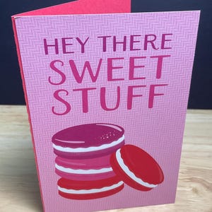 Carte Saint-Valentin sucrée , Macarons , Gâteries , Rose , Rouge , Nourriture , Partenaire , Amour