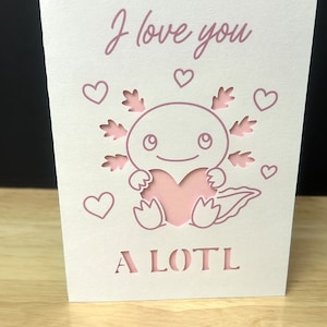 Carte de Saint-Valentin Axolotl , cœur , Rose , Mignonne , Sucré , Je t'aime , Violet