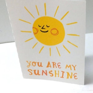 Carte Sunshine , Imprimée , Vierge à l'intérieur , Soleil , Chaud , Chaleureux , Amour , Bienveillant , TLC , Famille , Ami