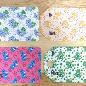 Care Bears Tags , Scrapbooking , Gifting , Gift , Kids , Adults , Grumpy , Cheer , Pink , Blue , Patterned