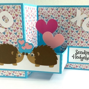 Carte de Saint-Valentin Hérissons , Pop out , Vierge , XO , Cœurs , Amour , Mignonne , Enfants , Adultes , Bleu