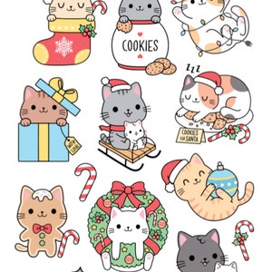 Stickers de Noël Kitty , Chat , Scrapbooking , Loisirs créatifs , Cartes , Enfants , Adultes , Calendriers , Récompenses , Cadeau , Festif