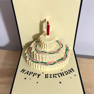 Carte pour gâteau pop-up joyeux anniversaire, Étoiles, reflets scintillants, bougies, fête, ami, famille, être cher