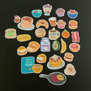 Autocollants en vinyle Kawaii , Nourriture , Banane , Oeufs , Crêpes , Orange , Avocat , Artisanat , Enfants