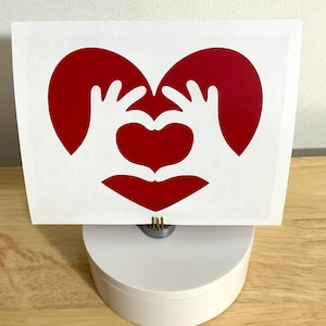 Main , Carte coeur , Blanc à l'intérieur , Doux , Amour , Rouge , Soins , Saint-Valentin , Enfants , Adultes , Ami