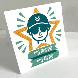 Carte vierge My Daddy My Hero , Armée , Famille , Père , Étoile , The Best , Incroyable