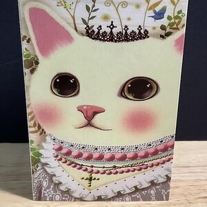 Carte chat , Fleurs , Imprimé , Blanc , Fourrure de bébé , Meow , Doux , Mignonne , Famille , Ami , Ronronnement