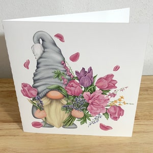 Carte nain pour la fête des mères , imprimée , fleurs , doux , amour , soin , parent , grand-parent