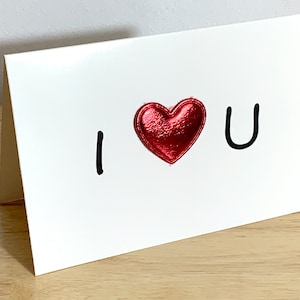Carte Je t'aime, intérieur vierge, Saint-Valentin, amour, anniversaire de mariage, conjoint, partenaire, ami, cadeau