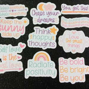 Stickers positifs, Amour de soi, Arc-en-ciel, Encouragements, Énergie, Scrapbooking, Agenda, journal
