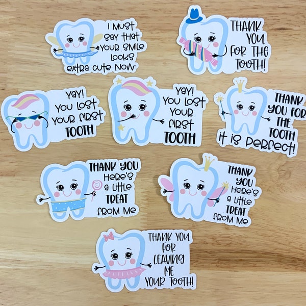 Tooth Fairy Stickers , Magical , Wand , Kids , Boys , Girls , Wand , Treat , Thank you , Gift, Brush , Teeth , Tooth , Lost Tooth