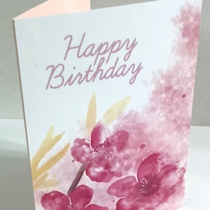 Carte de joyeux anniversaire, Aquarelle, Fleurs, Nature, Rose, épouse, Ami, Famille, Sœur, Maman