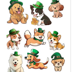 St Patricks Day Dog Stickers , Cute , Puppy , Furbaby , Pet , Best Friend , Green , Holiday , Irish , Clover , Good Luck