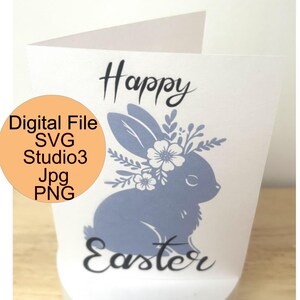 Carte de Joyeuses Pâques , Lapin , Fleurs , Printemps , Violet , Lapin , Svg , Loisirs créatifs , Vacances