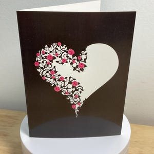 Carte de Saint-Valentin, Cœur, amour, rose, noir, élégant, conjoint, cupidon, fleurs