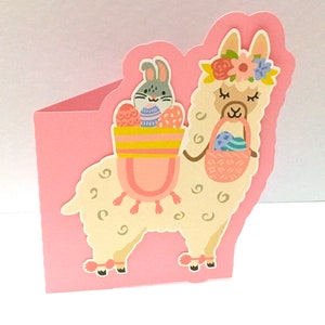 Carte de Pâques en alpaga , Intérieur vierge , Animal , Imprimé , Mignonne , Enfants , Adolescents , Adultes , Amis , Famille , Lapin , Vacances